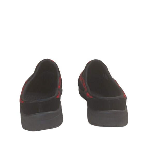 Easy Spirit TravelTime Clogs Womens 9.5 Black Red Plaid Comfort Mule Sneakers - Picture 4 of 5